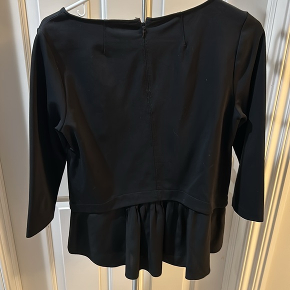 Club Monaco, wide neck, 3/4 length sleeves with silk ruffles below waist - Picture 4 of 4